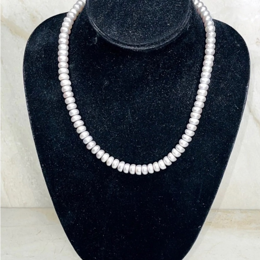 18.5” Hand Strung Baroque Gray Pearl Necklace w/14k Threader Clasp NEW
